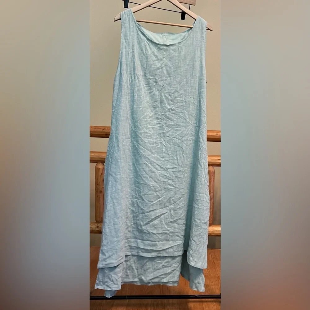 🪺Light Blue Double-Layer Midi Dress
